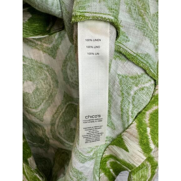 CHICO'S green ecru 100% linen 3/4 sleeve short unlined blazer jacket size 0 (S) - Picture 6 of 7